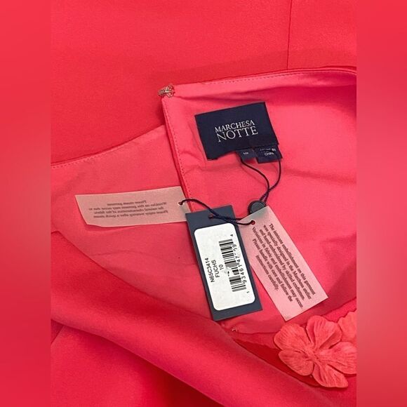 Marchesa Notte Floral Applique Satin Minidress size 10 - Picture 11 of 12